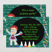 Redhead Boy Scientist Birthday Party Invitation Kaart (Voorkant / Achterkant)