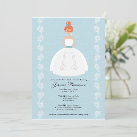  Redhead Bridal Shower Invitations Kaart (Staand voorkant)