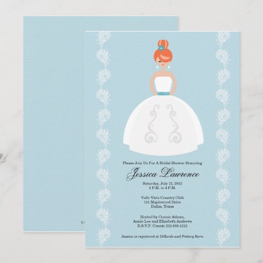  Redhead Bridal Shower Invitations Kaart (Voorkant / Achterkant)