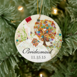 Redhead Bridesmaid Gifts Flower Tree Keramisch Ornament