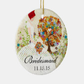 Redhead Bridesmaid Gifts Flower Tree Keramisch Ornament (Rechts)