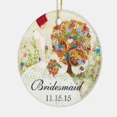 Redhead Bridesmaid Gifts Flower Tree Keramisch Ornament (Links)