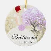 Redhead Bridesmaid Gifts Lavender Heart Leaf Tree Keramisch Ornament (Voorkant)