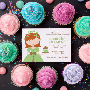Redhead Cupcake Princess Birthday Kaart