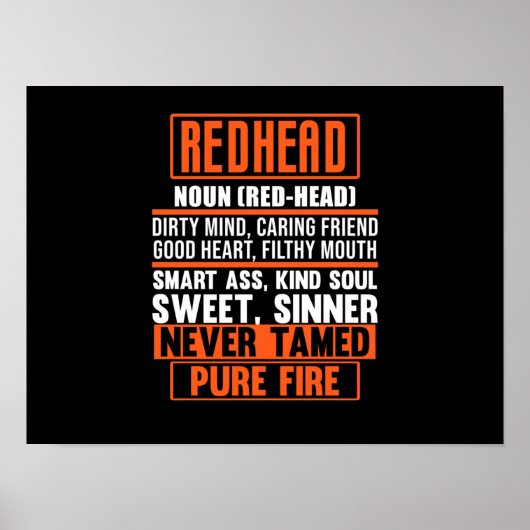 Redhead Definition Cute Red Hair Girls Vrouwen Poster (Voorkant)