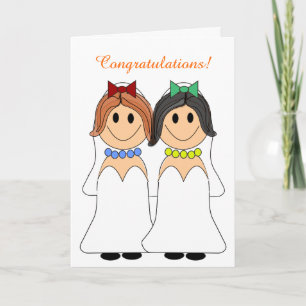 Redhead en Brunette Lesbian Wedding Card Kaart