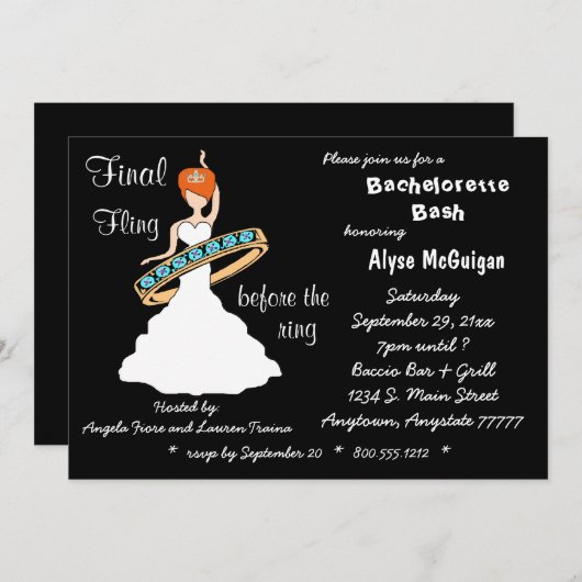 Redhead Final Fling before the Ring Inviting Kaart (Voorkant / Achterkant)