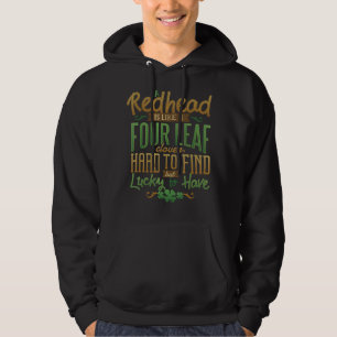 Redhead Four Leaf Clover Hard Find Lucky Irish St Hoodie