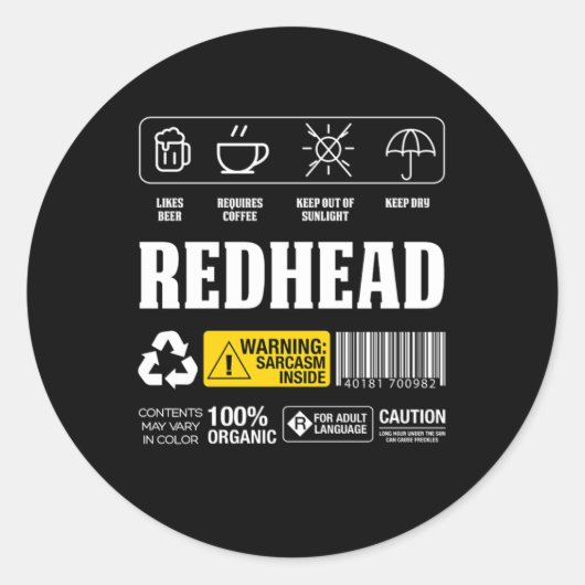 Redhead Ginger Freckles Rood Hair Gift Ronde Sticker (Voorkant)