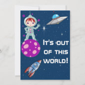 Redhead Girl Astronaut Birthday Uitnodiging (Achterkant)