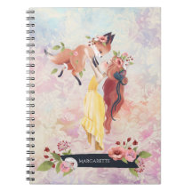 Redhead Girl & Baby Fox Illustratie dagelijkse age