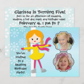 Redhead Girl Birthday Skating Party Invitation Kaart (Voorkant / Achterkant)