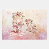 Redhead Girl en Baby Fox Illustratie  Inpakpapier Vel (Voorkant 3)