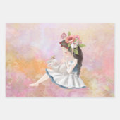 Redhead Girl en Baby Fox Illustratie  Inpakpapier Vel (Voorkant 2)