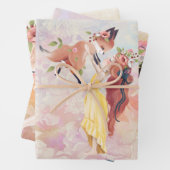 Redhead Girl en Baby Fox Illustratie  Inpakpapier Vel (In situ)