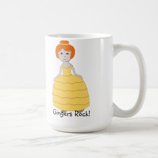 Redhead Girl Long Yellow Dress "Gingers Rock" Mok (Rechts)
