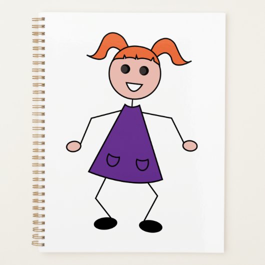 Redhead Girl Stick Figure in Purple Dress Planner (Voorkant)