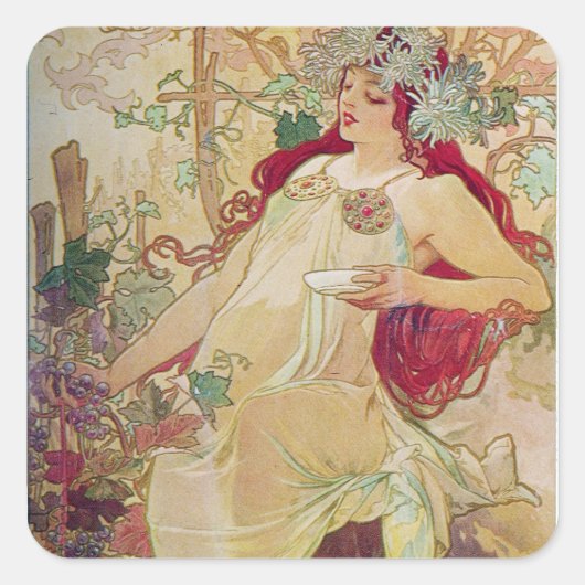 Redhead Goddess Vierkante Sticker (Voorkant)