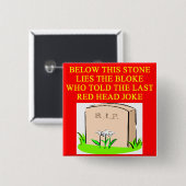 REDHEAD-grap Vierkante Button 5,1 Cm (Voorkant /achterkant)