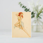Redhead Hawaiian Costume omhoog Briefkaart (Staand voorkant)