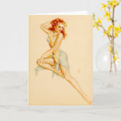 Redhead Hawaiian Costume omhoog Kaart (Gele Bloem)