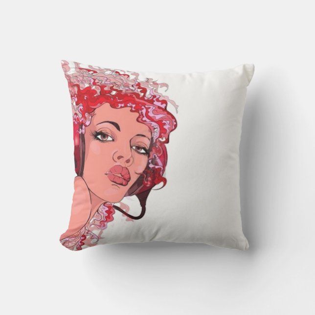 Redhead in hoofdtelefoonpiloot kussen (Voorkant)