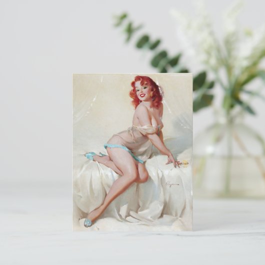 Redhead in Slippers omhoog Briefkaart (Staand voorkant)