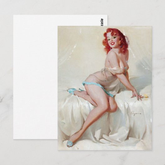 Redhead in Slippers omhoog Briefkaart (Voorkant / Achterkant)