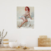 Redhead in Slippers omhoog Poster (Keuken)