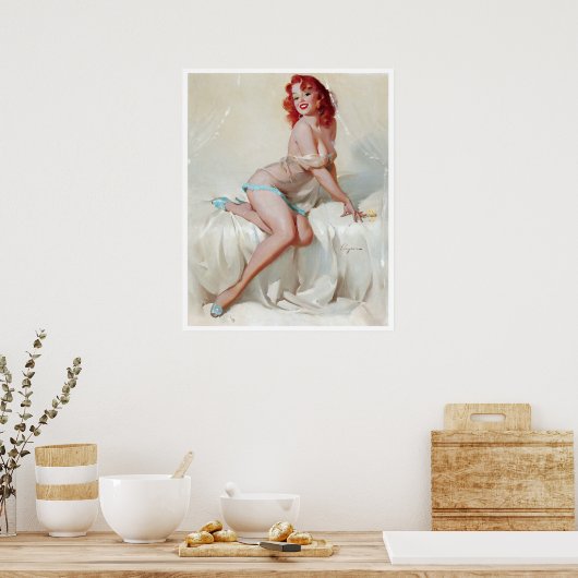 Redhead in Slippers omhoog Poster (Keuken)
