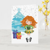 Redhead Irish Dancer Winter Kerstfeestdag Kaart (Gele Bloem)