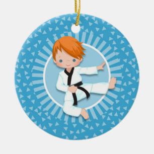 Redhead Karate Boy Judo Martial Arts Keramisch Ornament