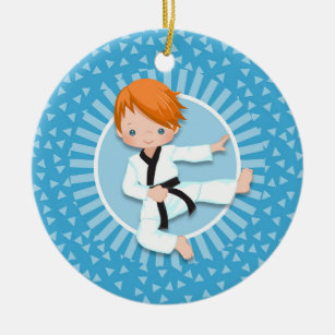 Redhead Karate Boy Judo Martial Arts Keramisch Ornament