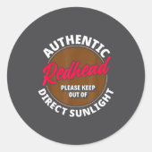 Redhead Keep Out Of Sunlight - Funny Ginger Ronde Sticker (Voorkant)