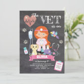 Redhead krijtbord meisje dierenarts verjaardagsfee kaart (Staand voorkant)