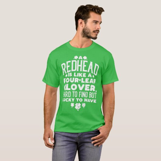 Redhead Lucky Clover Ginger Funny Ginger St Day T-shirt (Voorkant volledig)