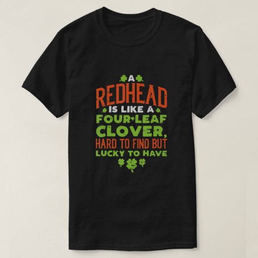 Redhead Lucky Clover Ginger Ginger St Patricks Day T-shirt (Design voorkant)