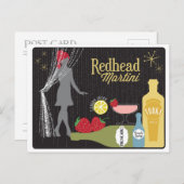 Redhead Martini Strawberry Cocktail Briefkaart (Voorkant / Achterkant)