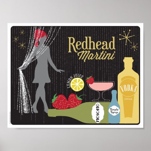 Redhead Martini Strawberry Cocktail Poster (Voorkant)