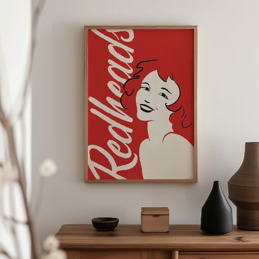 Redhead Matchbox Art Print – Retro  Wall Dé