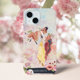 Redhead Meisje & Baby Fox Aangepaste Naam iPhone 15 Case