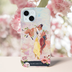 Redhead Meisje & Baby Fox Aangepaste Naam iPhone 15 Case