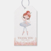 Redhead Meisje Ballerina in Witte Jurk Verjaardag Cadeaulabel (Voorkant)