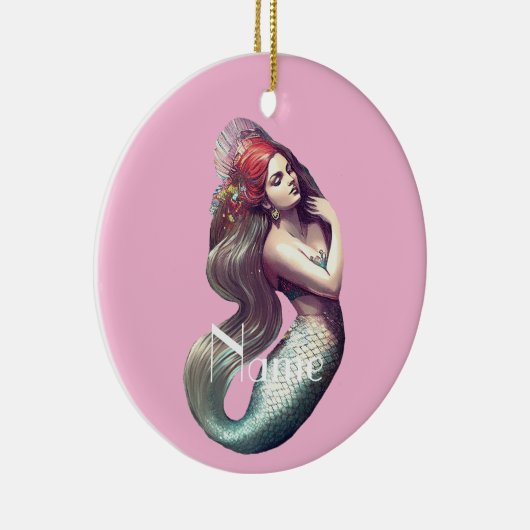 Redhead Mermaid Beauty Thunder_Cove Keramisch Ornament (Rechts)