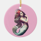 Redhead Mermaid Beauty Thunder_Cove Keramisch Ornament (Voorkant)