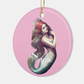 Redhead Mermaid Beauty Thunder_Cove Keramisch Ornament (Links)