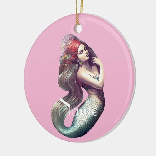 Redhead Mermaid Beauty Thunder_Cove Keramisch Ornament (Links)