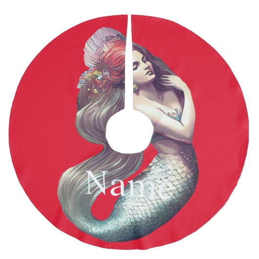 Redhead Mermaid Beauty Thunder_Cove Kerstboom Rok (Voorkant)