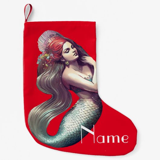 Redhead Mermaid Beauty Thunder_Cove Kleine Kerstsok (Voorkant)