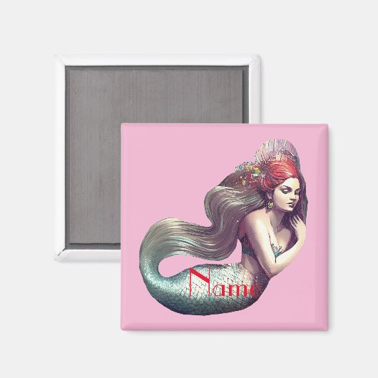 Redhead Mermaid Beauty Thunder_Cove Magneet (Voorkant / Achterkant)